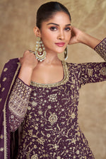 Load image into Gallery viewer, Superb Wine Color Georgette Party Wear Ready Made Gown