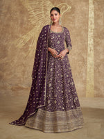 Load image into Gallery viewer, Superb Wine Color Georgette Party Wear Ready Made Gown