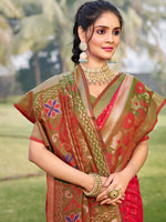 Load image into Gallery viewer, Attractive Red With Multi Color Silk Traditional Saree