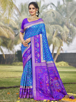 Load image into Gallery viewer, Blue Color Silk With Weaving Designer Traditional Saree