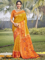 Load image into Gallery viewer, Yellow Color Silk Trendy Party Wear Saree