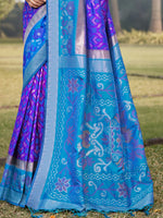 Load image into Gallery viewer, Lovely Purple Blue Silk Trendy Saree with Weaving Work