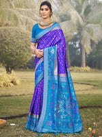 Load image into Gallery viewer, Lovely Purple Blue Silk Trendy Saree with Weaving Work