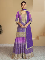Load image into Gallery viewer, Purple Color Chinon Fabric Designer Party Wear Embroidered Work Sharara Suit