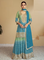 Load image into Gallery viewer, Beautiful Sky Blue Color Chinon Fabric Designer Party Wear Sharara Suit