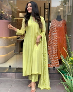 Load image into Gallery viewer, Green Chinon Embroidered Work Salwar Suit