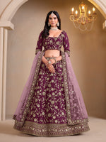 Load image into Gallery viewer, Eye Catchy Wine Art Silk Lehenga Choli