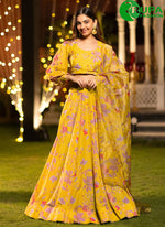 Load image into Gallery viewer, Glorious Yellow Multi Color Chinon Readymade Lehenga Choli