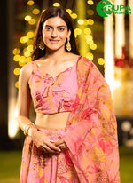 Load image into Gallery viewer, Splendid Pink Color Chinon Digital Print Work Readymade Traditional Lehenga Choli