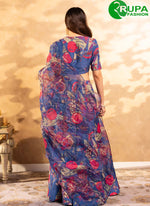 Load image into Gallery viewer, New Designer Blue Multi Color Chinon Digital Print Work Readymade Lehenga Choli