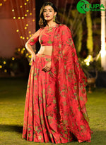 Load image into Gallery viewer, Beautiful Peach and Pink Color Chinon Digital Print Work Readymade Lehenga Choli