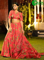 Load image into Gallery viewer, Beautiful Peach and Pink Color Chinon Digital Print Work Readymade Lehenga Choli