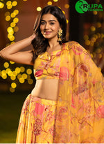 Load image into Gallery viewer, Attractive Yellow Multi Color Chinon Reception Wear Lehenga Choli