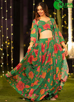 Load image into Gallery viewer, Eye Catchy New Designer Green Multi Color Chinon Reception Wear Lehenga Choli