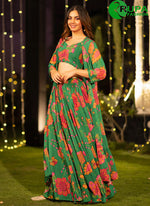 Load image into Gallery viewer, Eye Catchy New Designer Green Multi Color Chinon Reception Wear Lehenga Choli
