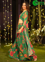 Load image into Gallery viewer, Eye Catchy New Designer Green Multi Color Chinon Reception Wear Lehenga Choli