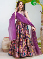 Load image into Gallery viewer, Beautiful Purple Color Digital Print Silk Party Wear Gown