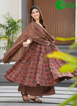 Load image into Gallery viewer, Artistic Red Cotton Designer Salwar Suit with Print Work