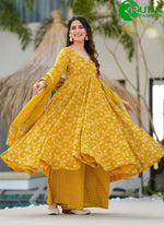 Load image into Gallery viewer, Gorgeous Mustard Color And Flower Print Designer Salwar Suit