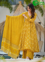 Load image into Gallery viewer, Gorgeous Mustard Color And Flower Print Designer Salwar Suit