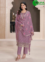 Load image into Gallery viewer, Beautiful Lavender Color Silk Designer Party Wear Straight Suit