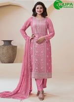 Load image into Gallery viewer, Marvolous Pink Color Embroidery work, Sequence Work And Zari Chinon Fabric Palazzo Salwar Suit