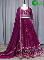 Load image into Gallery viewer, Eye Catchy Wine Color And Floral Print With Embroidery All Over Designer Lehenga Choli