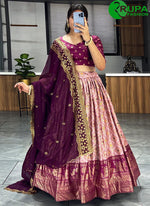 Load image into Gallery viewer, Attractive Wine Color And Fully Printed With Contrast Foil Work Lehenga Choli