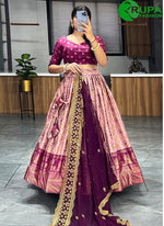 Load image into Gallery viewer, Attractive Wine Color And Fully Printed With Contrast Foil Work Lehenga Choli