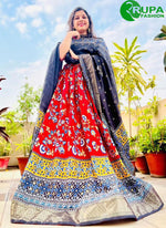 Load image into Gallery viewer, Outstanding Red Color Fully Printed With Contrast Foil Work Lahenga Choli