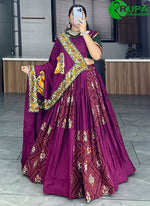 Load image into Gallery viewer, Outstanding Wine Color Plain With Rich Patola Bandhani Print Lahenga Choli