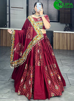 Load image into Gallery viewer, New Designer Maroon Color Pure Rayon Cotton With Bandhani Print Lehanga Choli