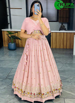 Load image into Gallery viewer, Marvelous Peach Color And Embroidery Thread Work Lehanga Choli