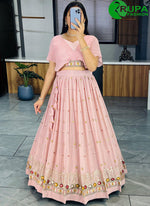 Load image into Gallery viewer, Marvelous Peach Color And Embroidery Thread Work Lehanga Choli