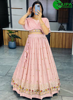 Load image into Gallery viewer, Marvelous Peach Color And Embroidery Thread Work Lehanga Choli