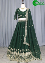 Load image into Gallery viewer, Beautiful Bottle Green Color With Rich Embroidery Work Traditional Lehenga Choli