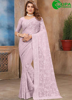 Load image into Gallery viewer, Beautiful Lavender Color Georgette Cut, Embroidered and Resham Work Classic Saree