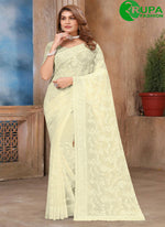 Load image into Gallery viewer, Marvelous Cream Color Embroidered and Resham Work Georgette Designer Saree