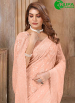 Load image into Gallery viewer, Wonderful Pink Color Embroidered and Resham Work Georgette Contemporary Saree