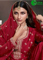 Load image into Gallery viewer, Beautiful Red Color And Chinon With Embroidered Work Palazzo Salwar Suit
