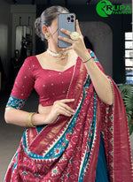 Load image into Gallery viewer, Eye Catchy Teal Green color Tussar Silk with Patola Print Work Lehenga Choli