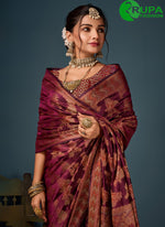 Load image into Gallery viewer, Outstanding Wine Color Organza Classic Saree