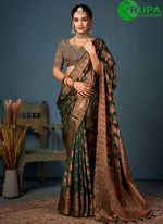 Load image into Gallery viewer, Attractive Dark Green Color All Over Peacock Motifs Pattern Zari Weaving Saree