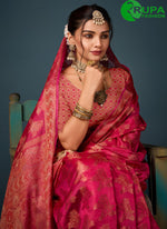 Load image into Gallery viewer, Lovely Pink Color All Over Peacock Motifs Pattern Zari Weaving Saree