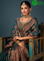 Load image into Gallery viewer, New Designer Navy Blue Color Organza Classic Saree