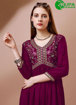 Load image into Gallery viewer, Gorgeous Purple Color Rayon Designer with Embroidered Work Kurti