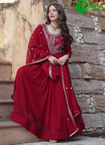 Load image into Gallery viewer, Beautiful Maroon Color With Sequins-Multi & Beads Embroidered Work Gown