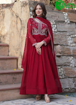 Load image into Gallery viewer, Beautiful Maroon Color With Sequins-Multi & Beads Embroidered Work Gown