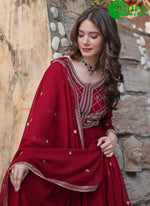 Load image into Gallery viewer, Beautiful Maroon Color With Sequins-Multi & Beads Embroidered Work Gown
