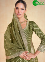 Load image into Gallery viewer, Attractive Green Color Jacquard Designer Party Wear Anarkali Suit